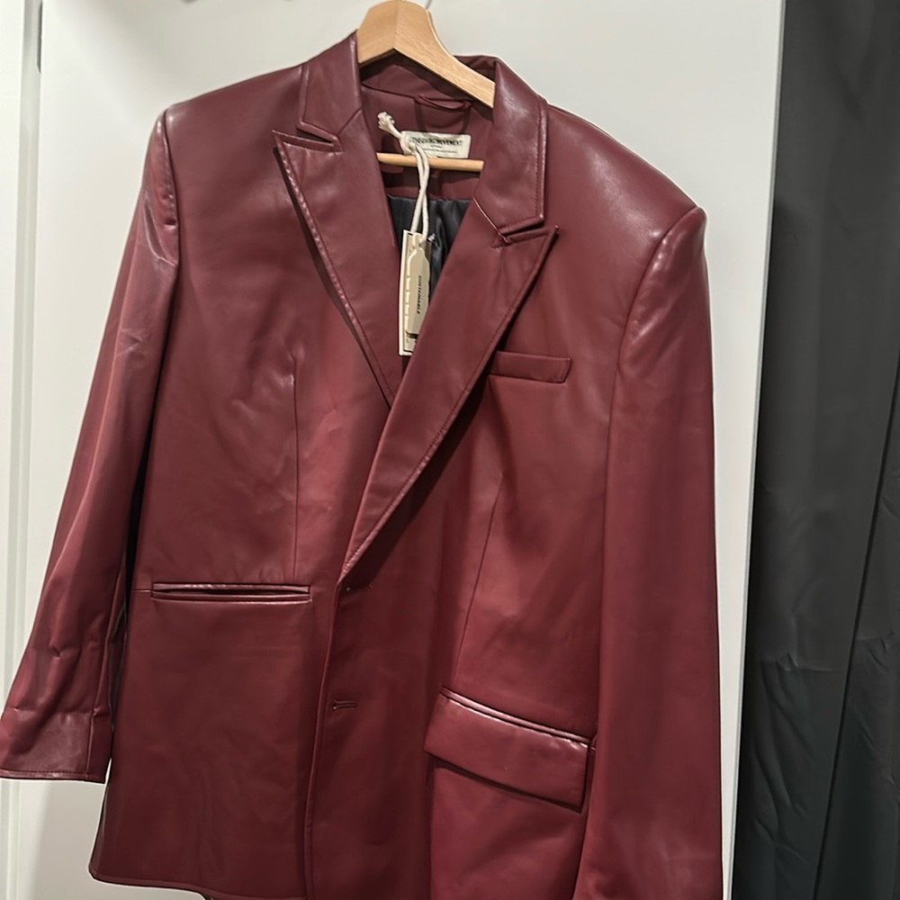 The giving movement oversized pleather blazer